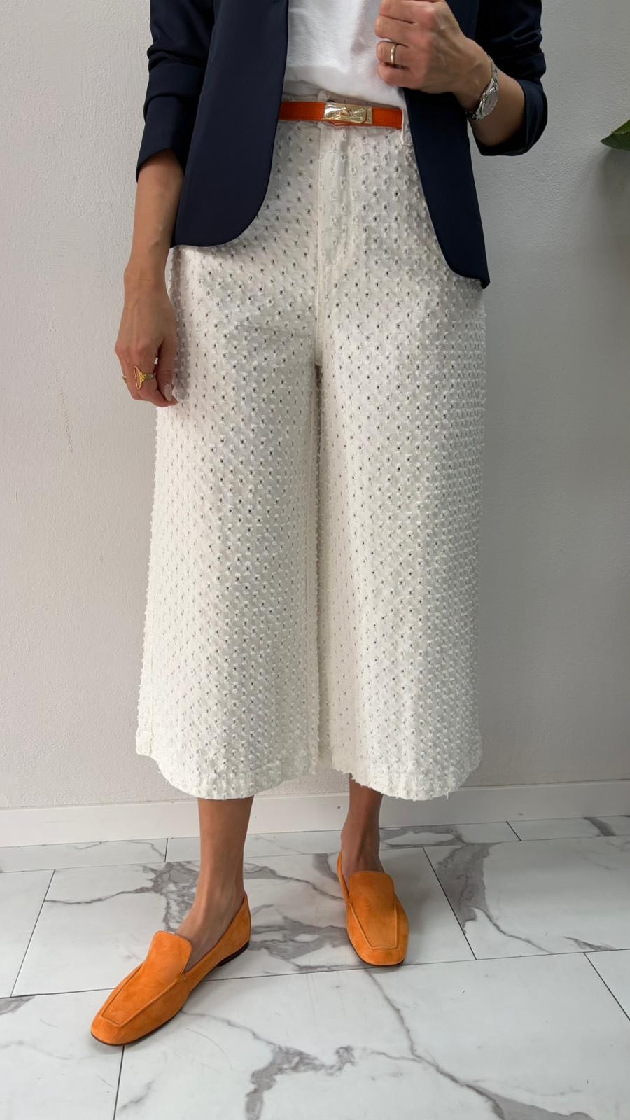 JEANS PANTAGONNA TRAFORATO BIANCO