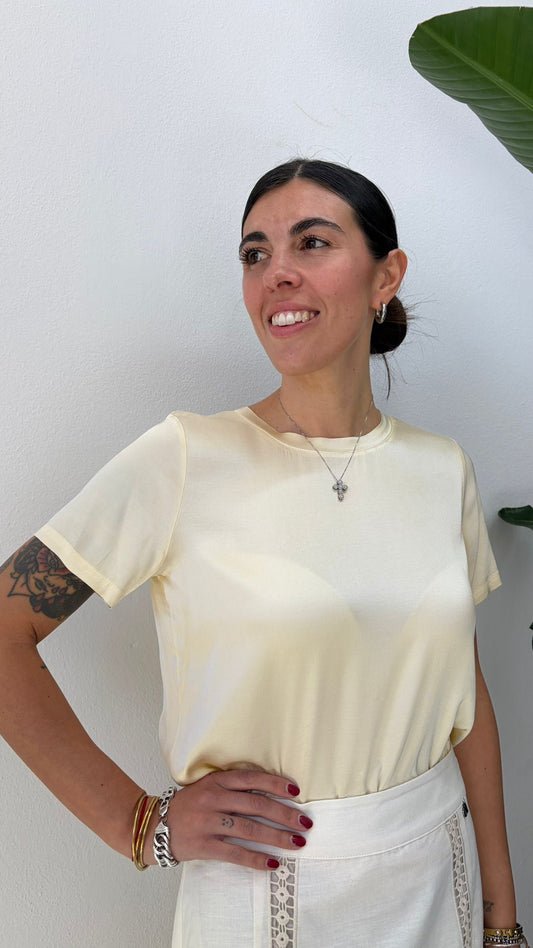 T-SHIRT VISCOSA CREMA