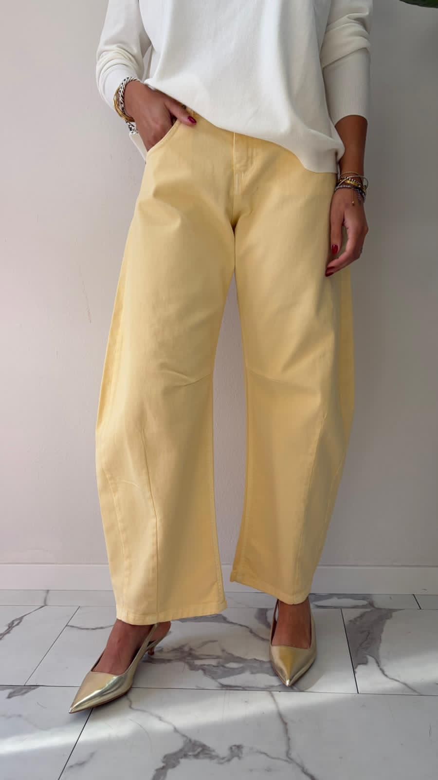 JEANS GLORIA BARREL GIALLINO