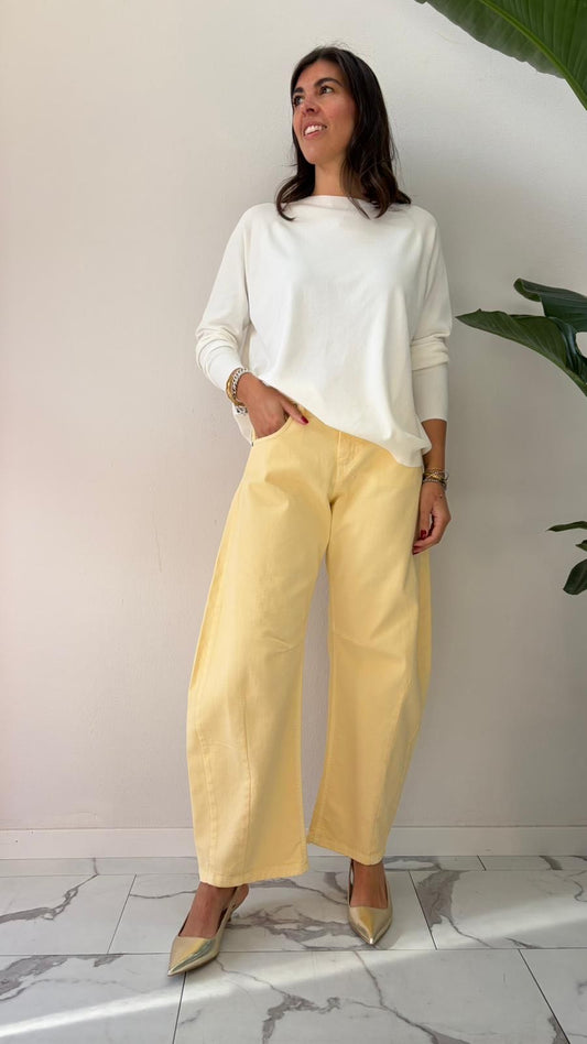 JEANS GLORIA BARREL GIALLINO