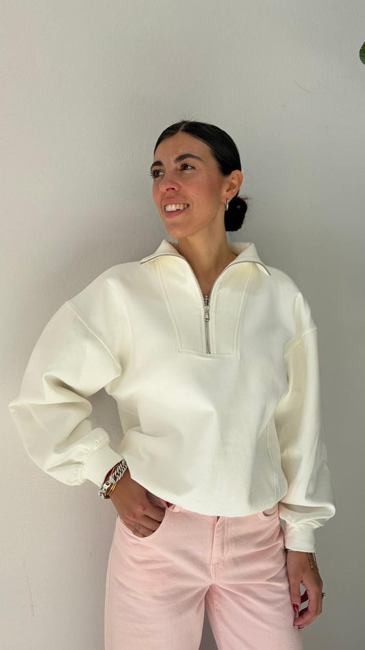 FELPA ZIP BIANCA