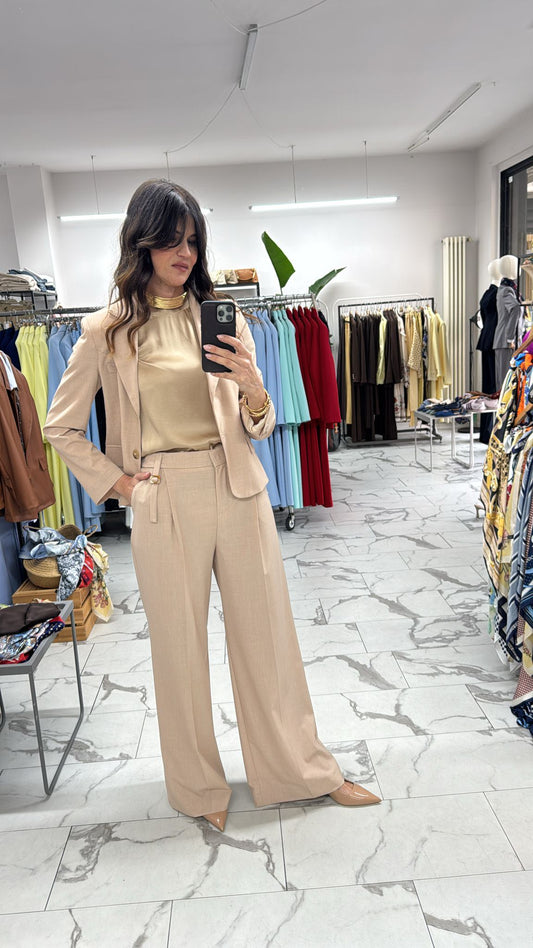 PANTALONE PALAZZO FIAMMATO SABBIA