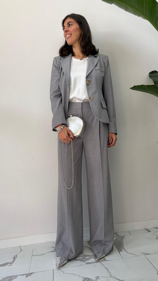 PANTALONE PALAZZO FIAMMATO GRIGIO