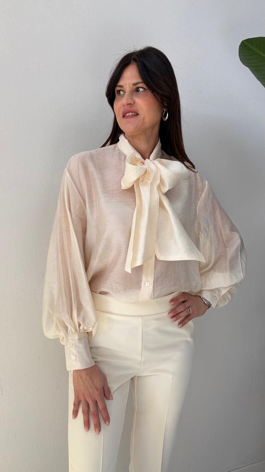 CAMICIA FIOCCO PANNA