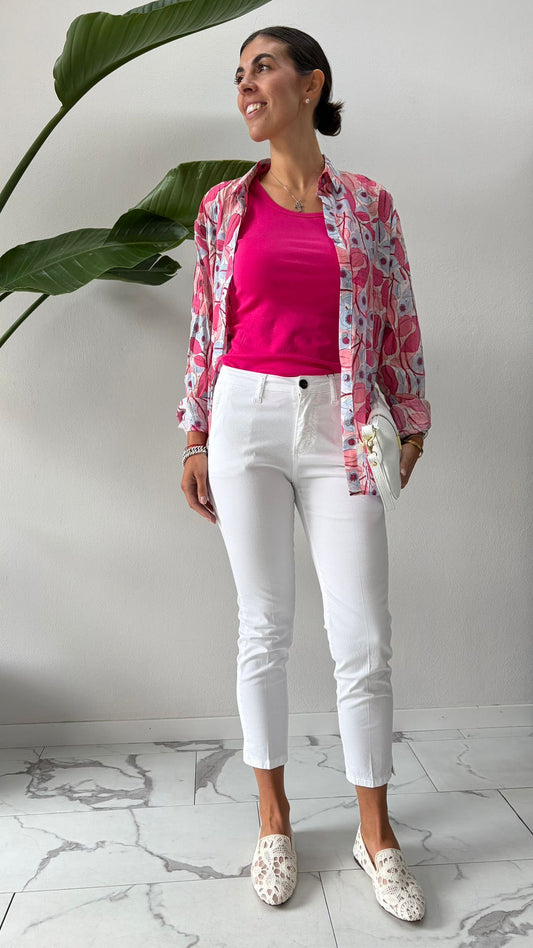 PANTALONE SIGARETTA COTONE BIANCO