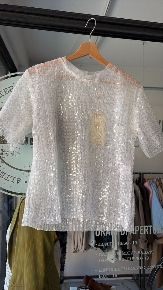 MAGLIA PAILETTES BIANCO