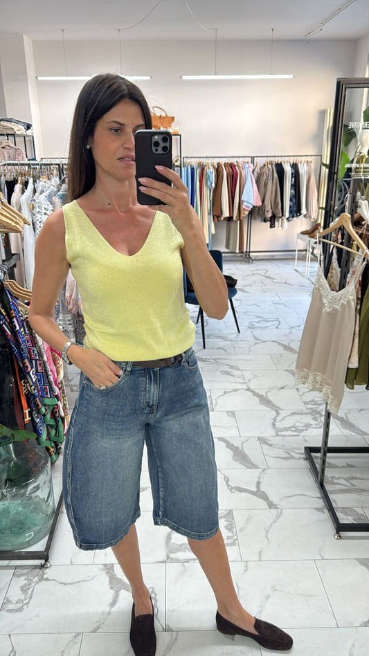 CANOTTA IN MAGLIA LUREX GIALLA