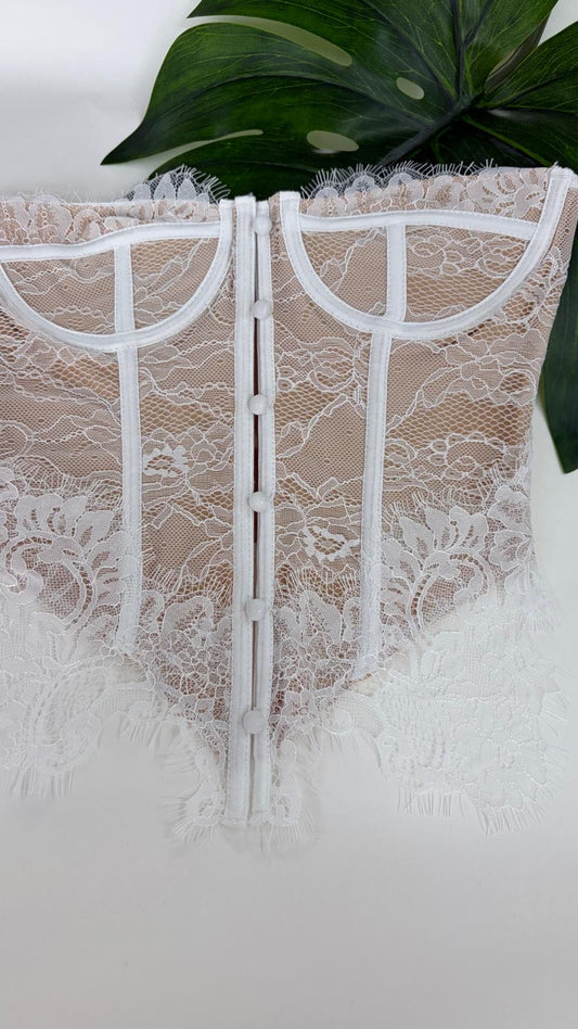 BUSTINO PIZZO BIANCO E NUDE