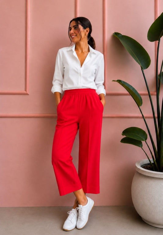 PANTALONE MIA PALAZZO COTONE ROSSO