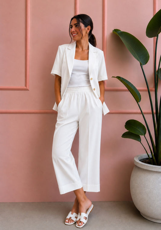 PANTALONE MIA PALAZZO COTONE BIANCO
