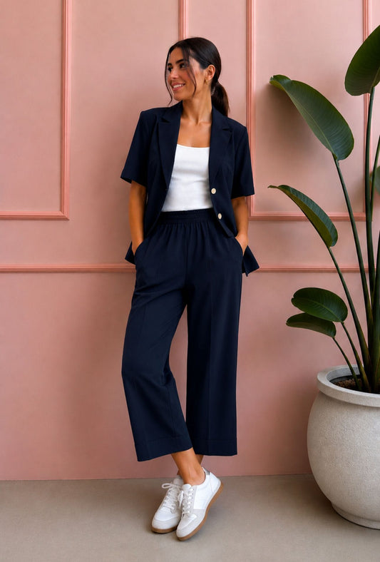 PANTALONE MIA PALAZZO COTONE BLU