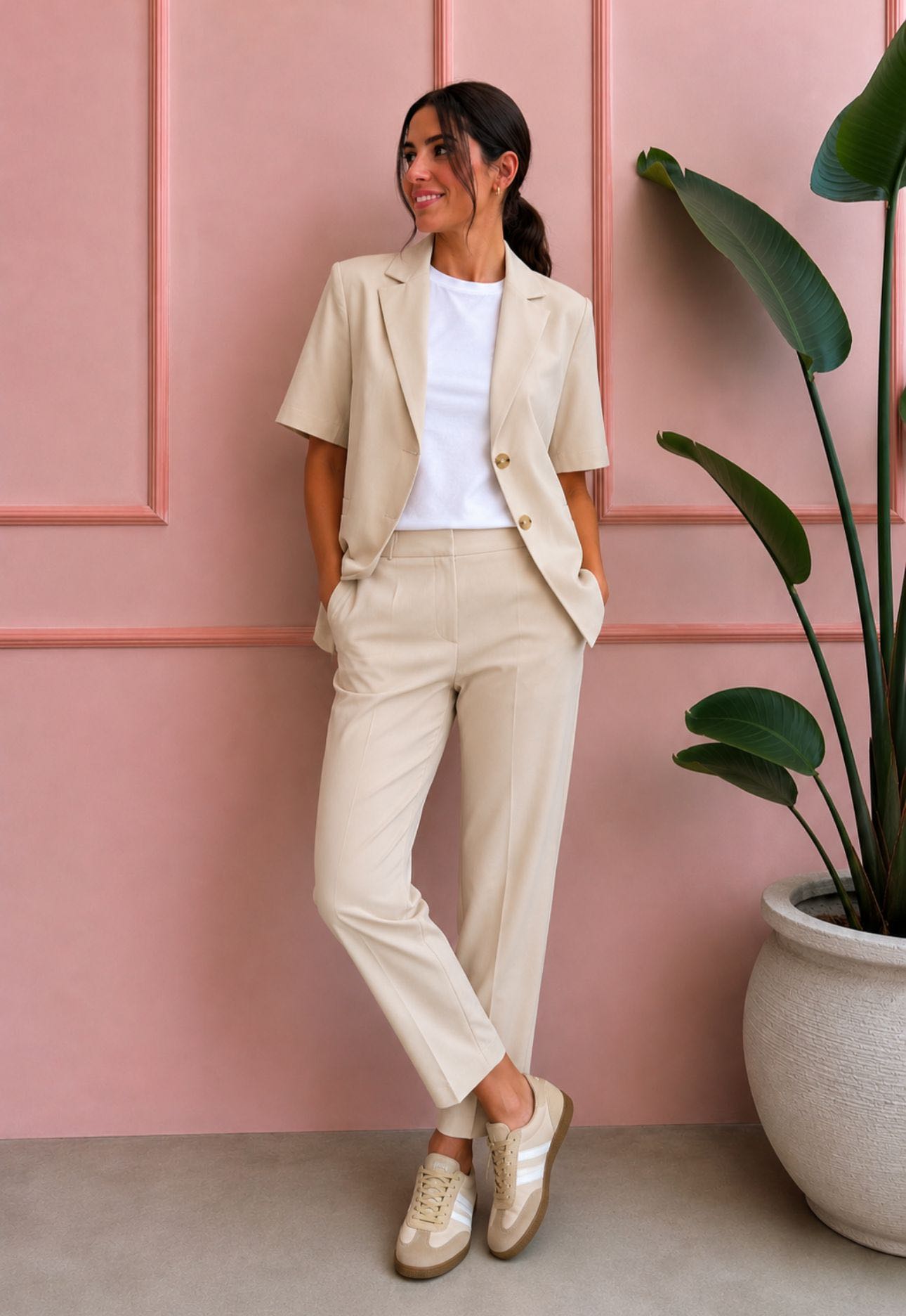 PANTALONE MIA SIGARETTA COTONE SABBIA