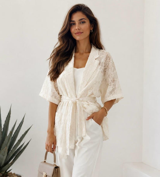 KIMONO RICAMATO PANNA