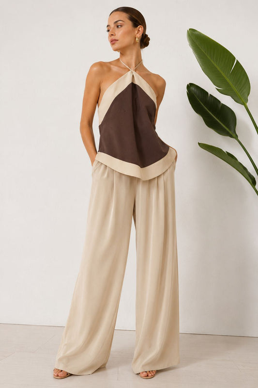 PANTALONE PALAZZO MODAL SABBIA