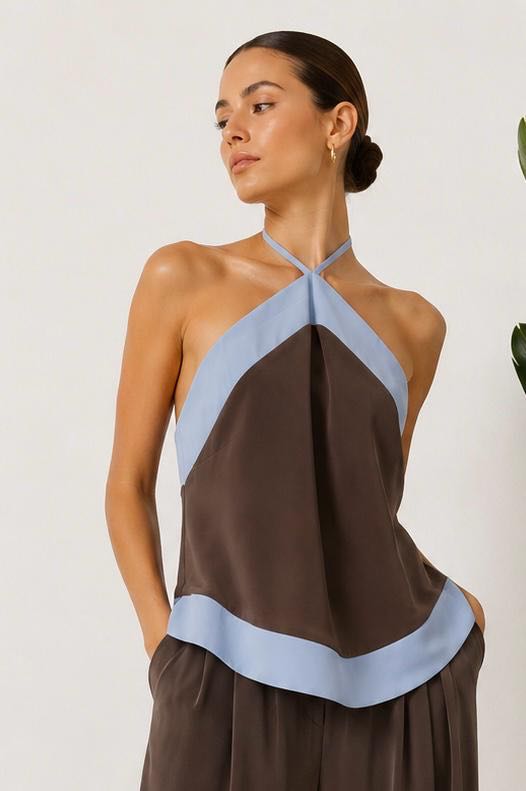 TOP BICOLORE MODAL MORO AZZURRO