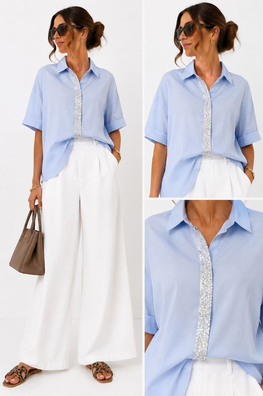CAMICIA LUDMILLA AZZURRA MEZZA MANICA