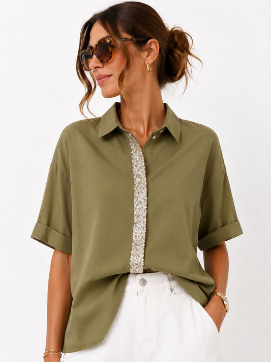 CAMICIA LUDMILLA SALVIA MEZZA MANICA