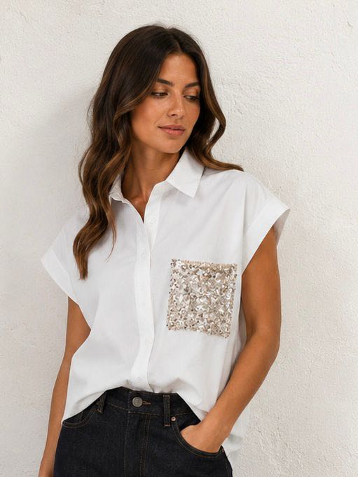 CAMICIA SMANICATA TASCHINO CRISTALLI
