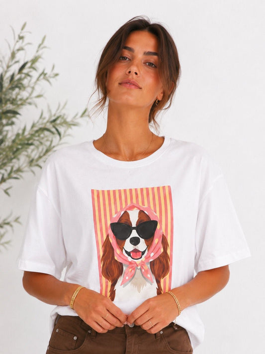 T-SHIRT CANE CON FOULARD