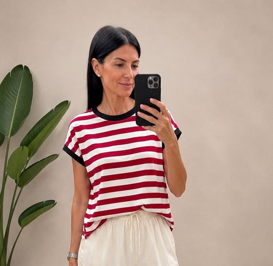 T-SHIRT RIGATA BIANCA ROSSA NERA