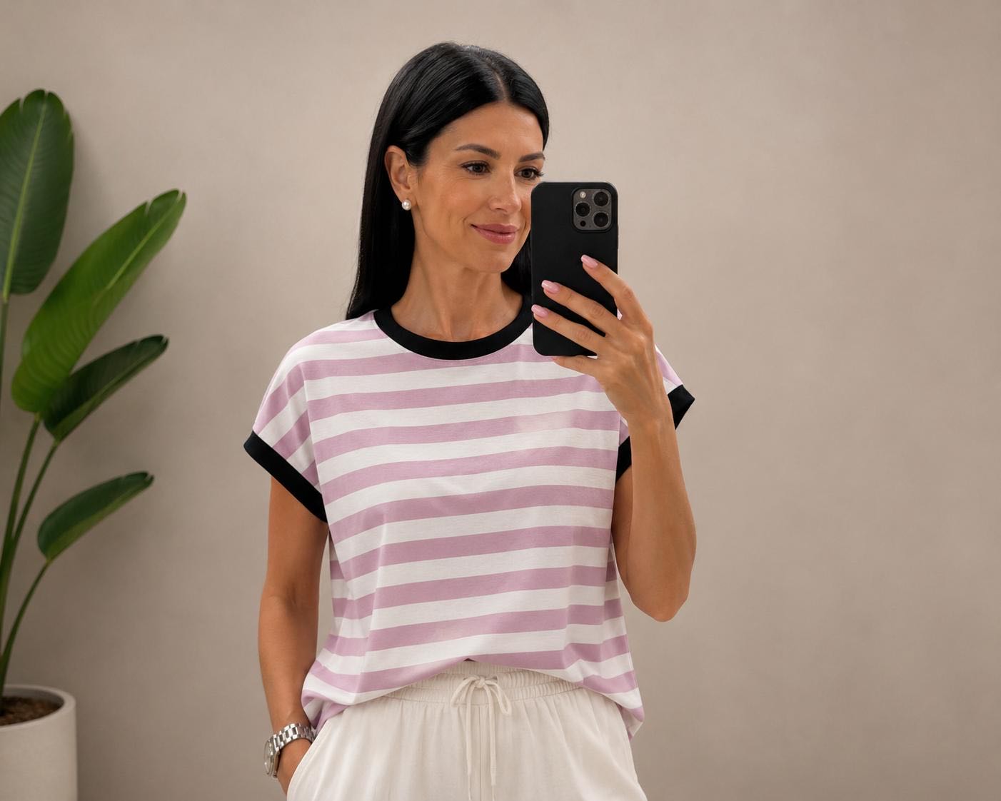 T-SHIRT RIGATA BIANCA CIPRIA MORO