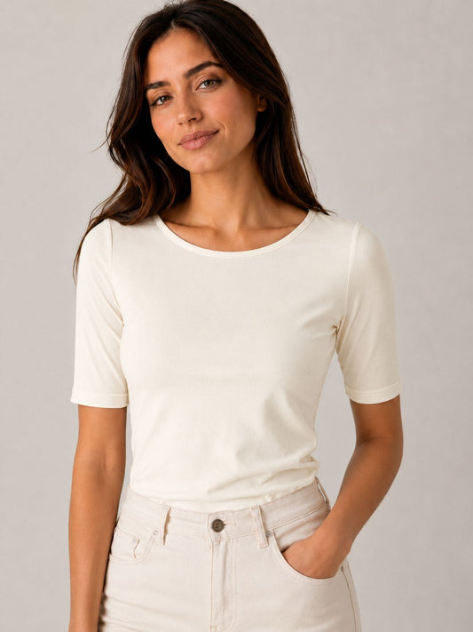 T-SHIRT MANICA 3/4 PANNA