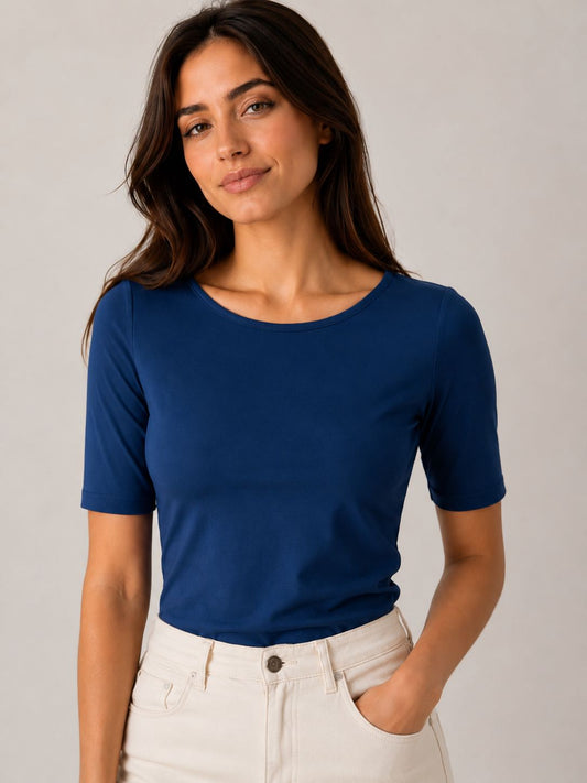 T-SHIRT MANICA 3/4 BLU