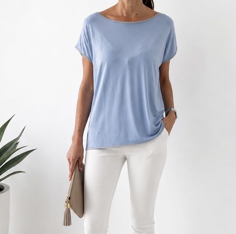 MAGLIA OVER SMILE AZZURRA