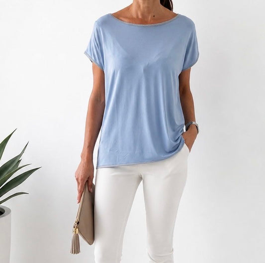 MAGLIA OVER SMILE AZZURRA