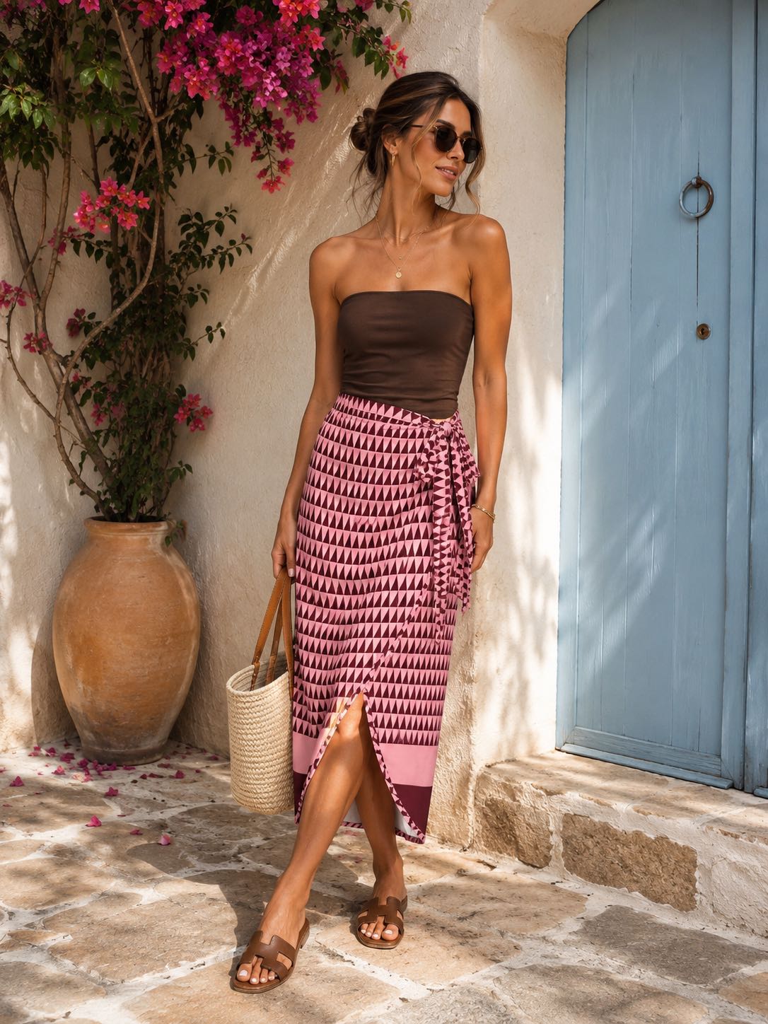 GONNA PAREO SANTORINI MIDI ROSA BORDEAUX
