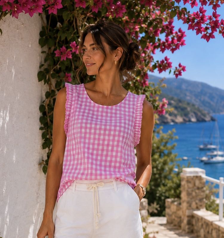 CAMICIA VICHY ROSA BABY