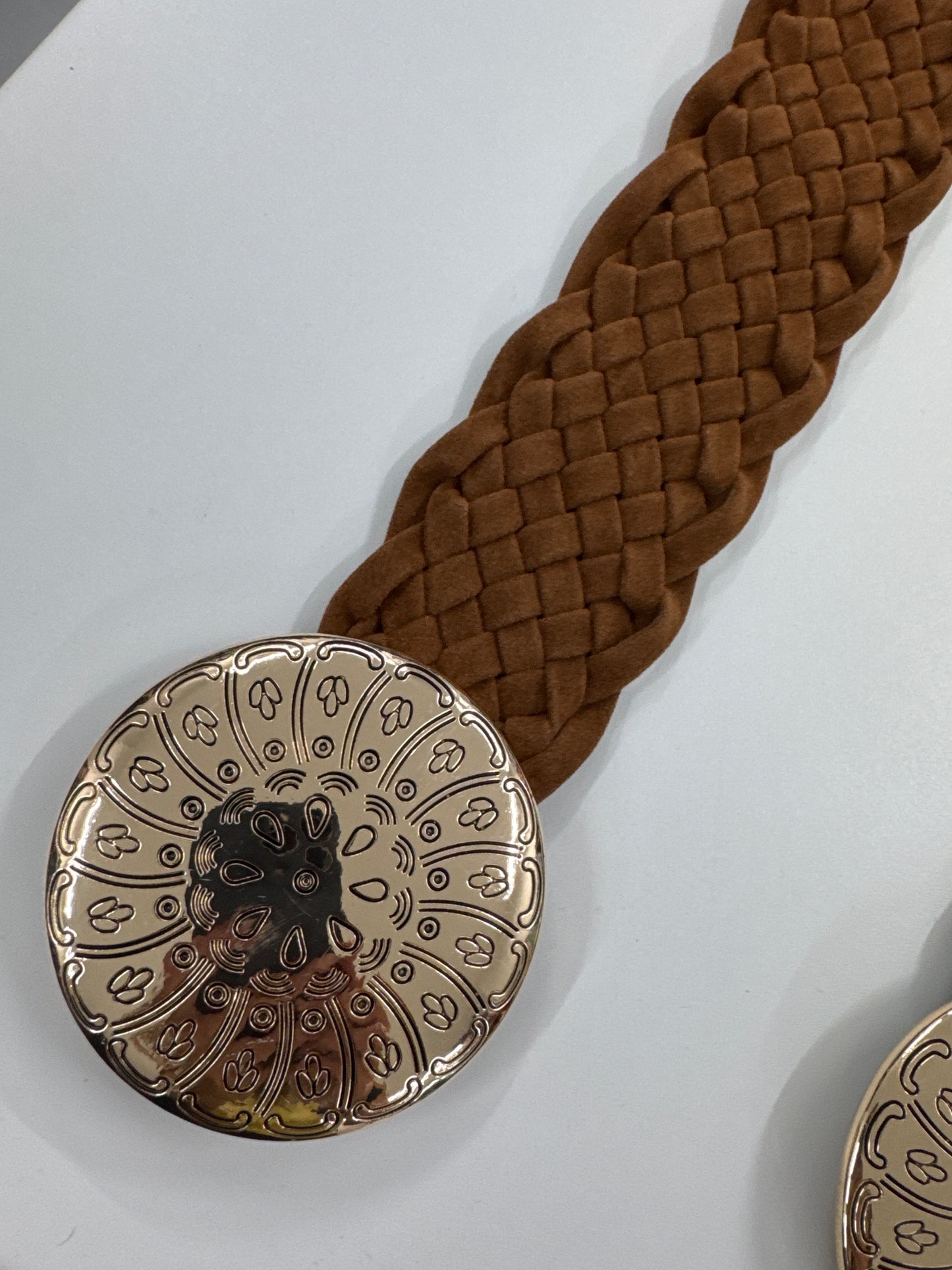 CINTURA INTRECCIATA ALTA FIBBIA ORO