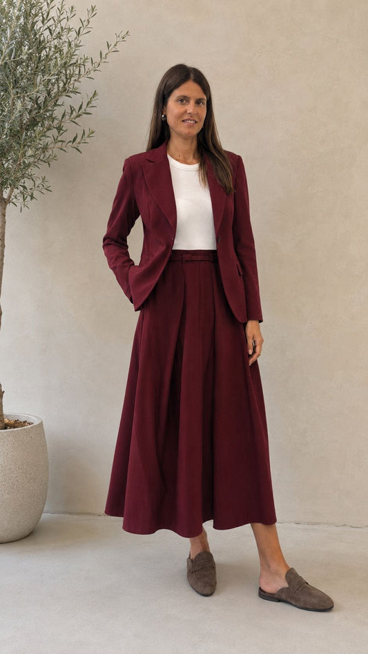 GONNA RUOTA CON CINTURA BURGUNDY