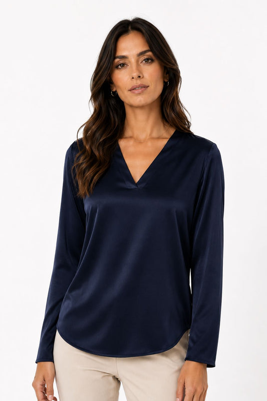 BLUSA MANICA LUNGA SCOLLO V BLU