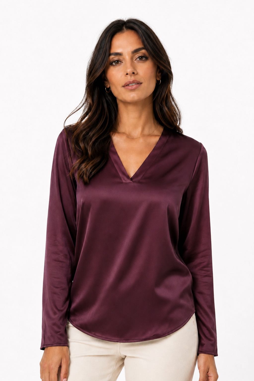 BLUSA MANICA LUNGA SCOLLO V BURGUNDY