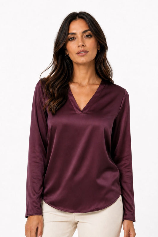 BLUSA MANICA LUNGA SCOLLO V BURGUNDY