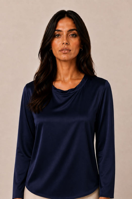 BLUSA MANICA LUNGA GIROCOLLO BLU