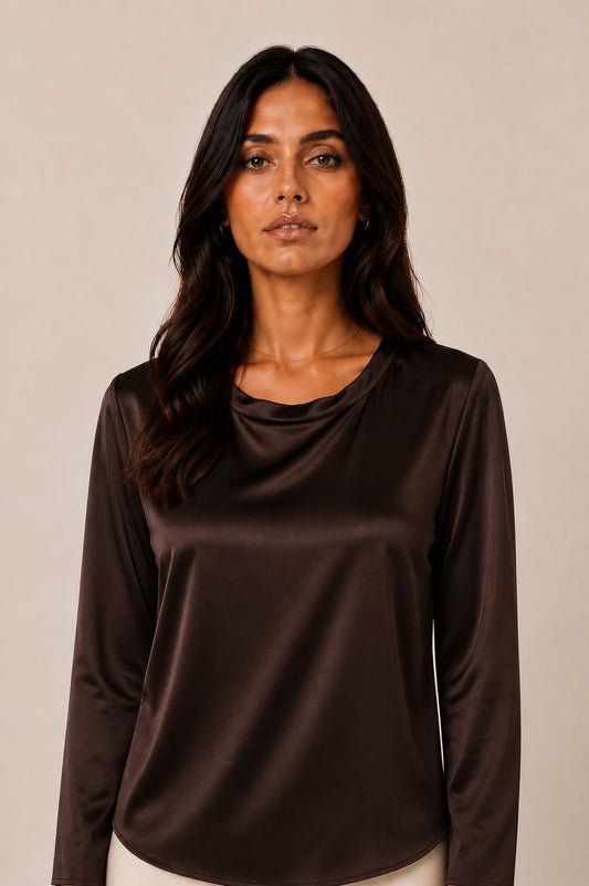 BLUSA MANICA LUNGA GIROCOLLO COFFEE