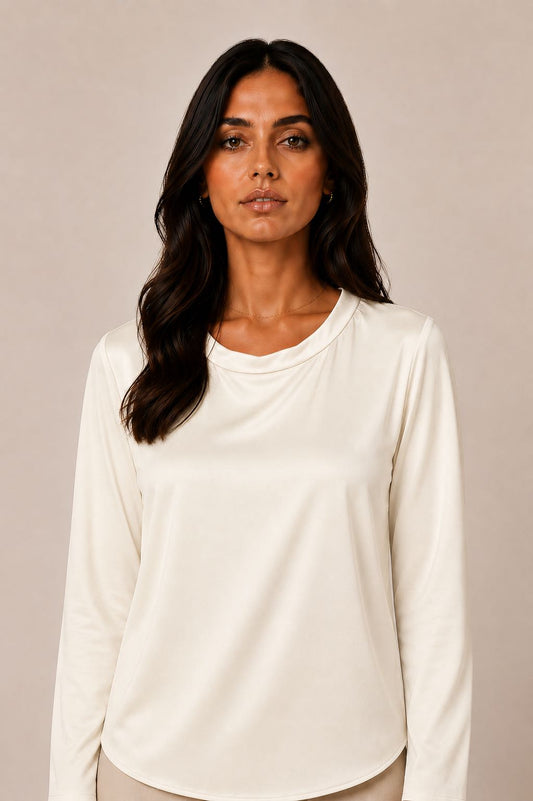BLUSA MANICA LUNGA GIROCOLLO PANNA
