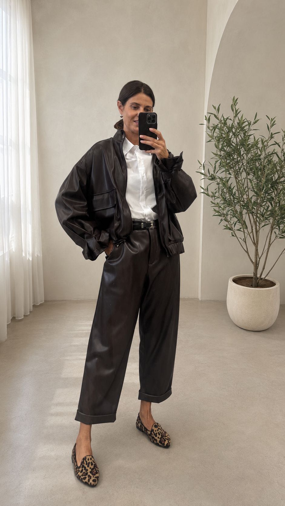 PANTALONE ECOPELLE MORO