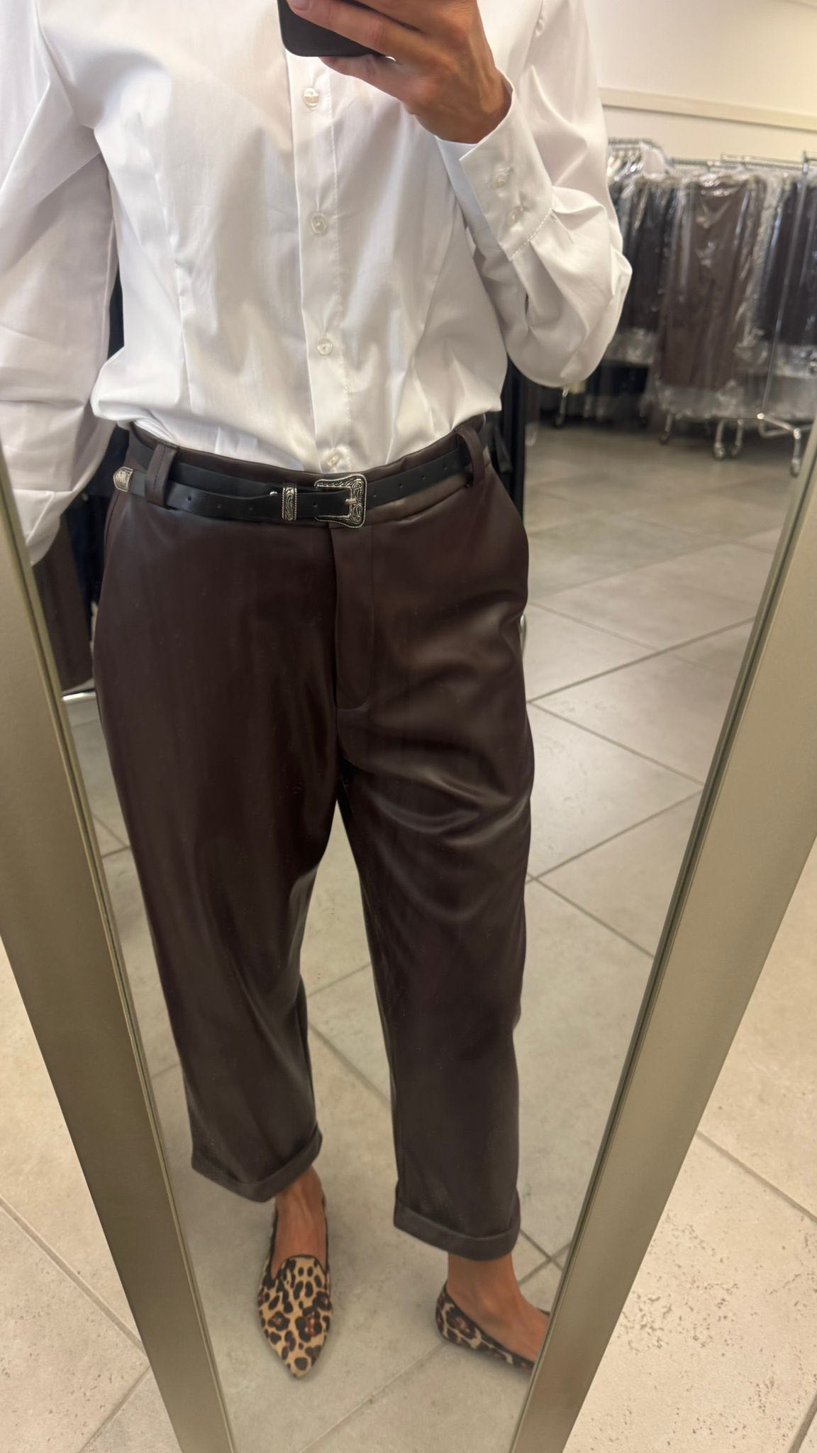 PANTALONE ECOPELLE MORO