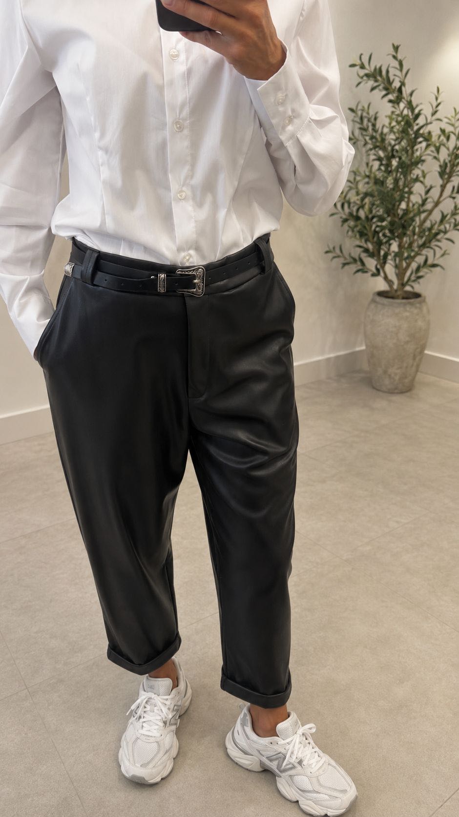 PANTALONE ECOPELLE NERO