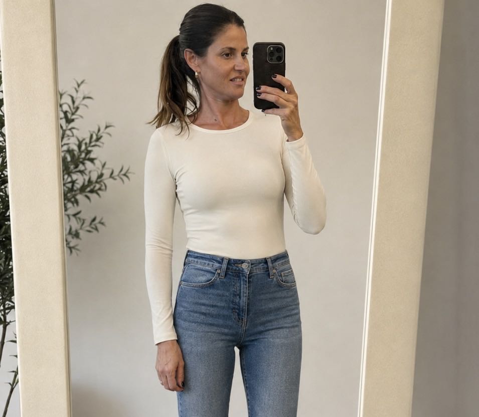 MAGLIA BASIC GIROCOLLO PANNA