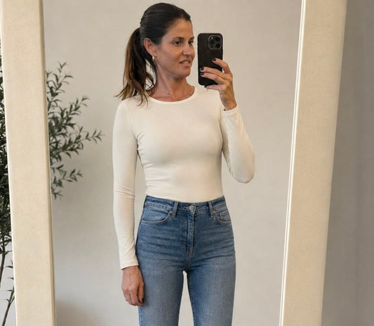 MAGLIA BASIC GIROCOLLO PANNA