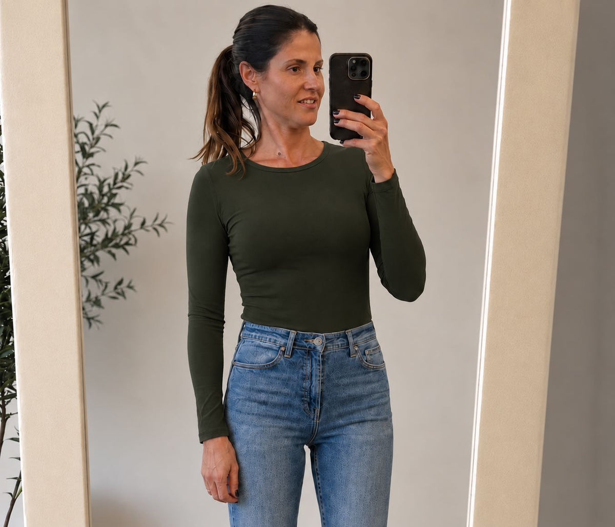MAGLIA BASIC GIROCOLLO VERDE MILITARE