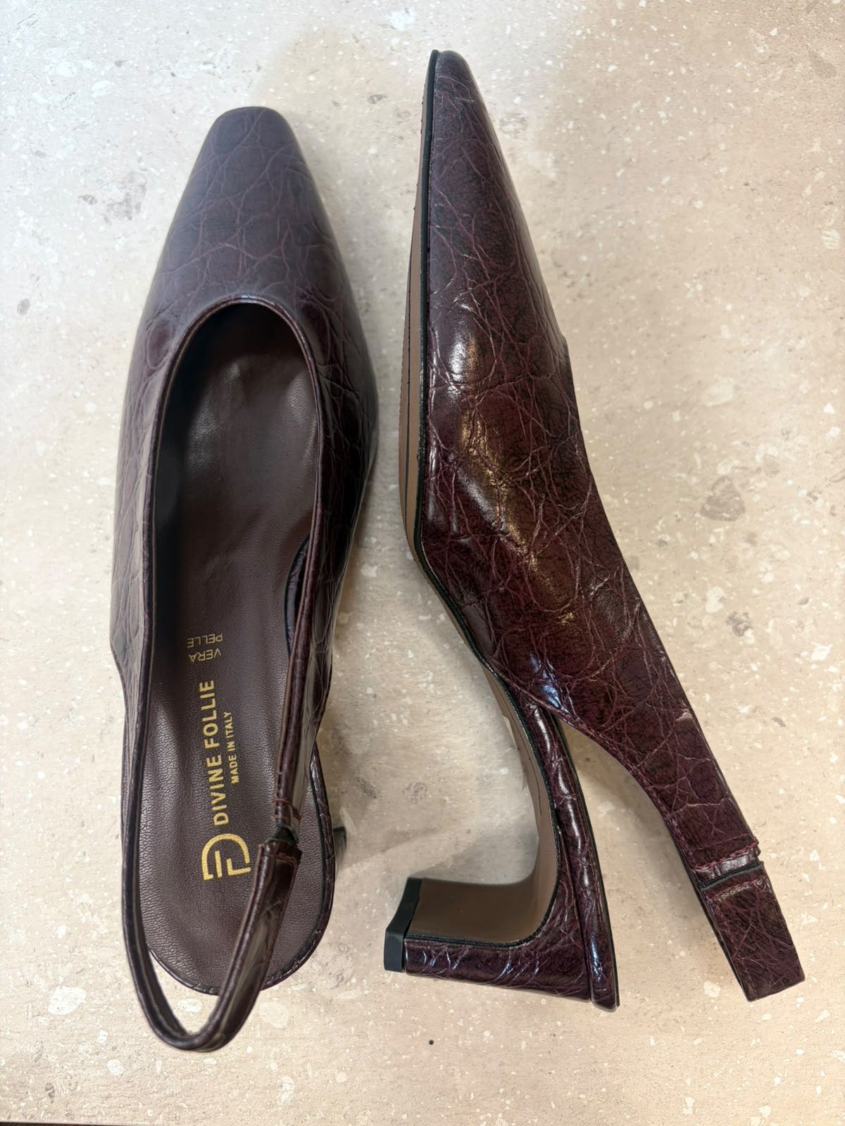 SLINGBACK TACCO GEOMETRICO SKOK BORDEAUX