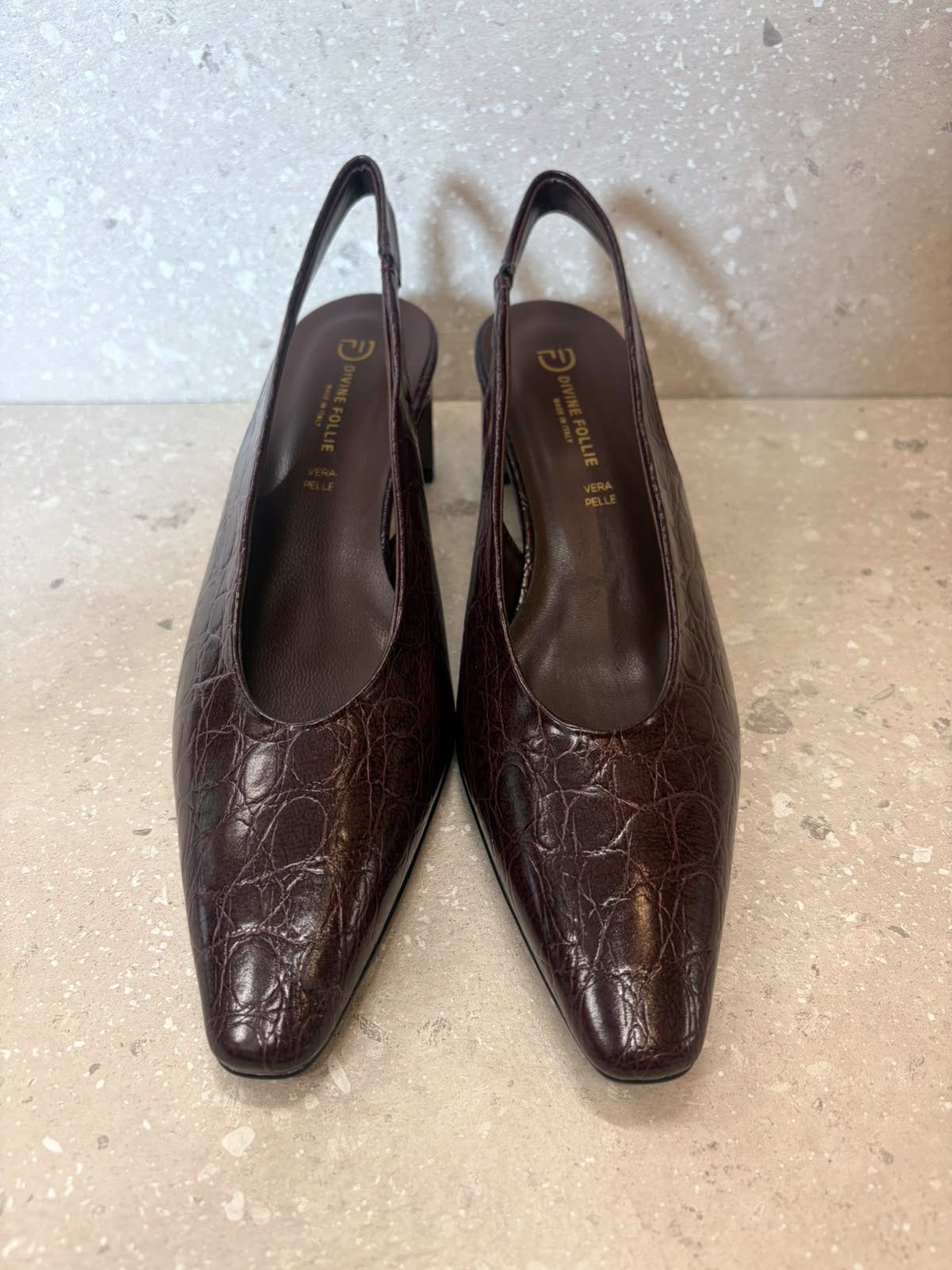 SLINGBACK TACCO GEOMETRICO SKOK BORDEAUX
