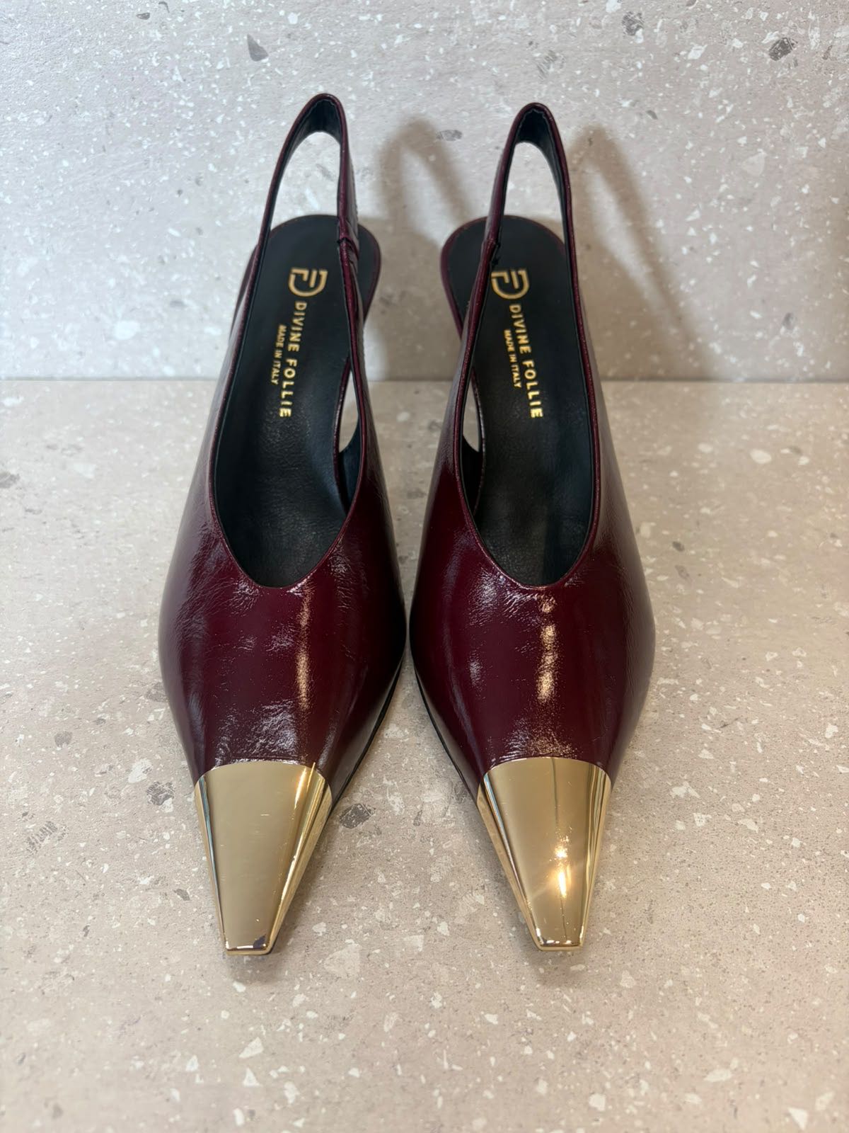 SLINGBACK PUNTALE ORO BORDEAUX
