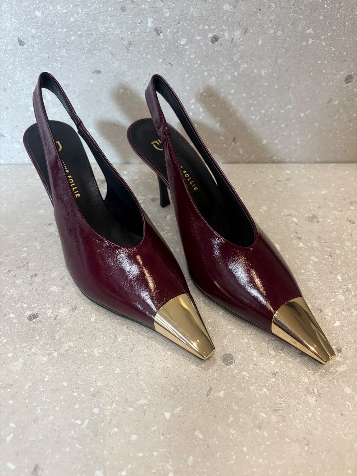 SLINGBACK PUNTALE ORO BORDEAUX