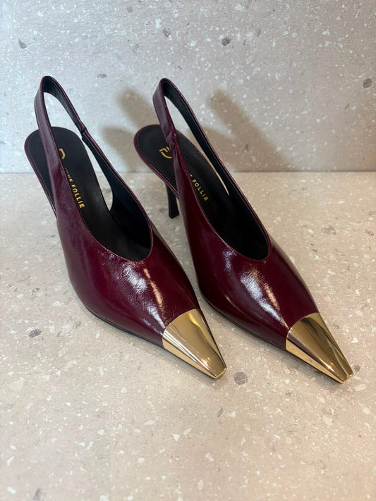 SLINGBACK PUNTALE ORO BORDEAUX
